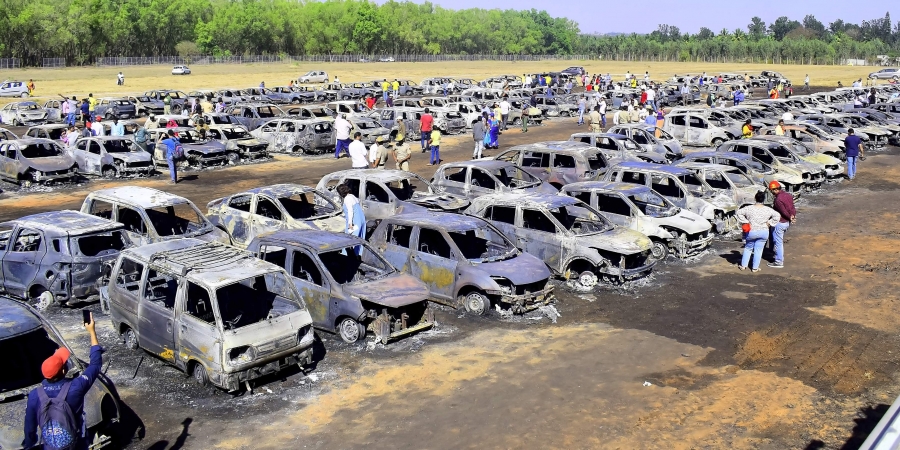 Aero India 2019: 300 cars gutted as major fire breaks out at parking area