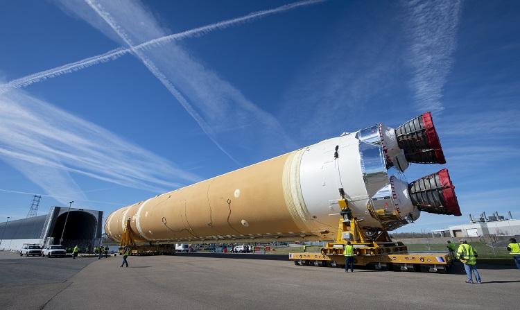 Boeing rolls out first space launch system core stage for delivery to NASA