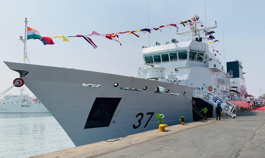 L&T-built sixth offshore patrol vessel ICGS Vajra commissioned into Indian Coast Guard