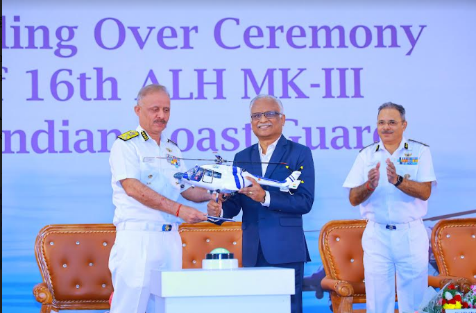 Hindustan Aeronautics Limited hands over 16th ALH Mk III to Indian Coast Guard